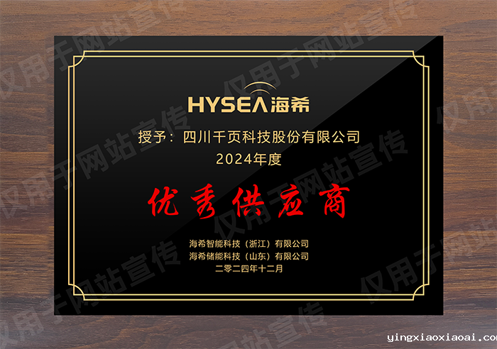 荣获海希智能优秀供应商称号